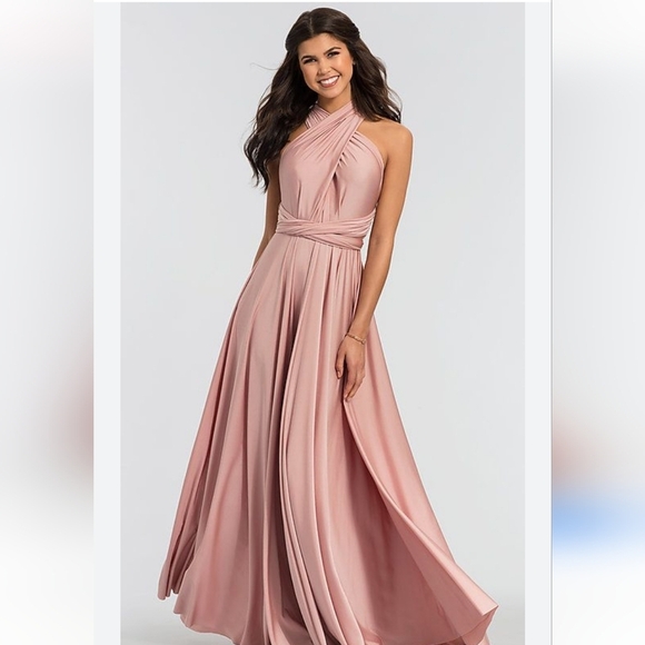 KLEINFIELD Convertible-Bodice Long Bridesmaid Dress In Blush Pink. Size M NWT - Picture 6 of 16